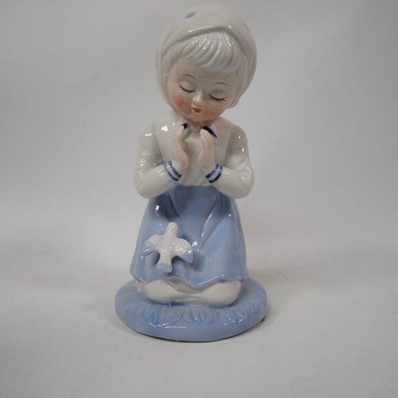 Vintage Sophia-Ann Ceramic Praying Girl Figurine With Dove - Picture 1 of 7